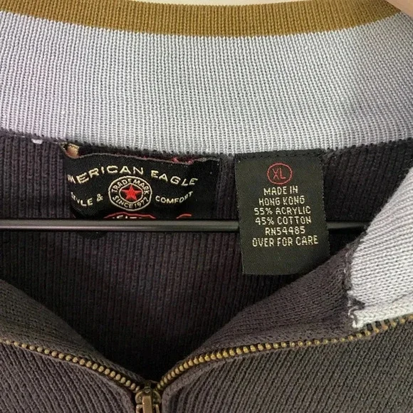 American Eagle Men’s 90s 1/4 zip olive navy size XL grunge - Picture 2 of 7